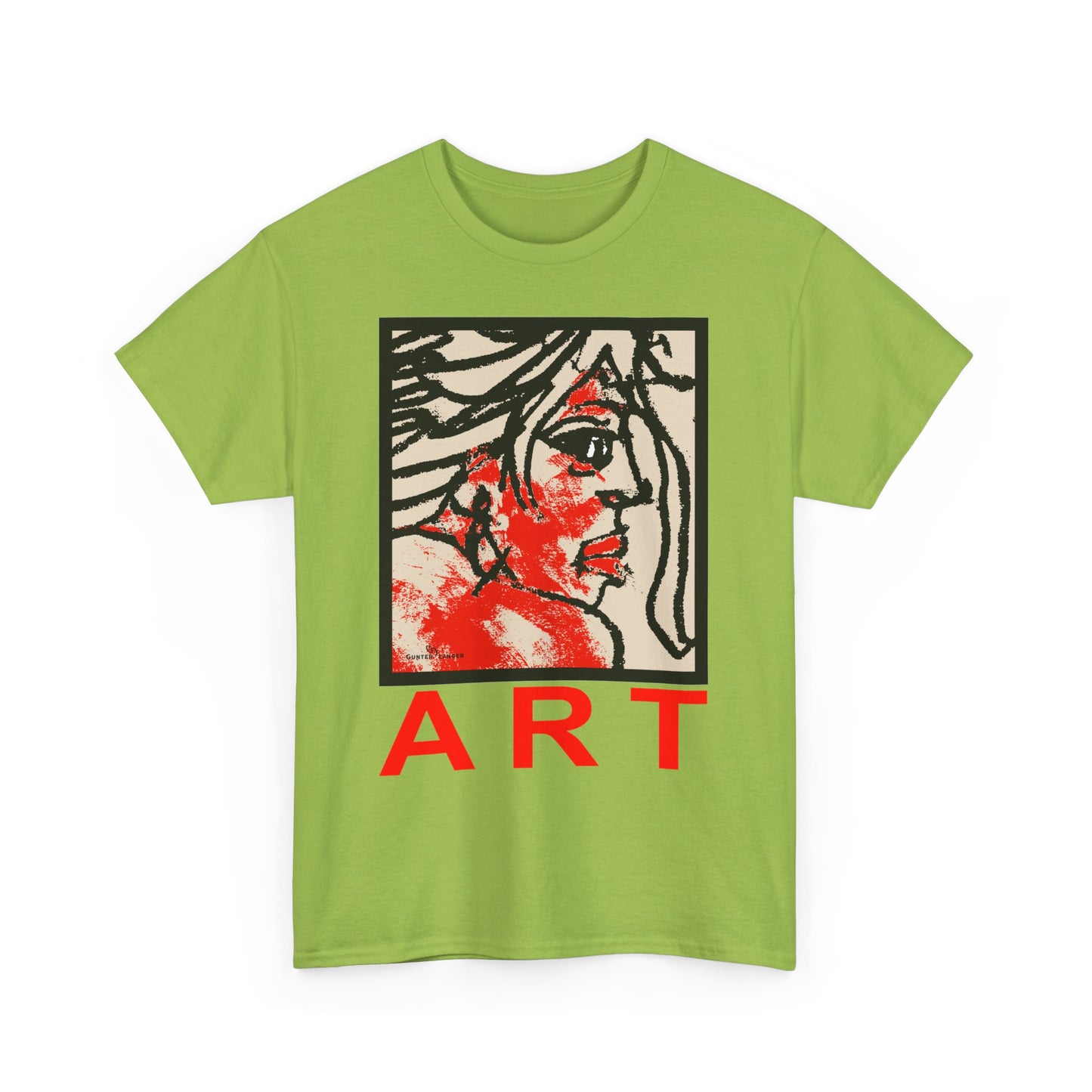 Unisex Heavy Cotton Tee - Motiv: Front, Ria mit Art Rot, H 40 cm