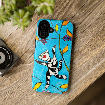 Tough Cases - iPhone - Motiv: Karierte Katze hüpft