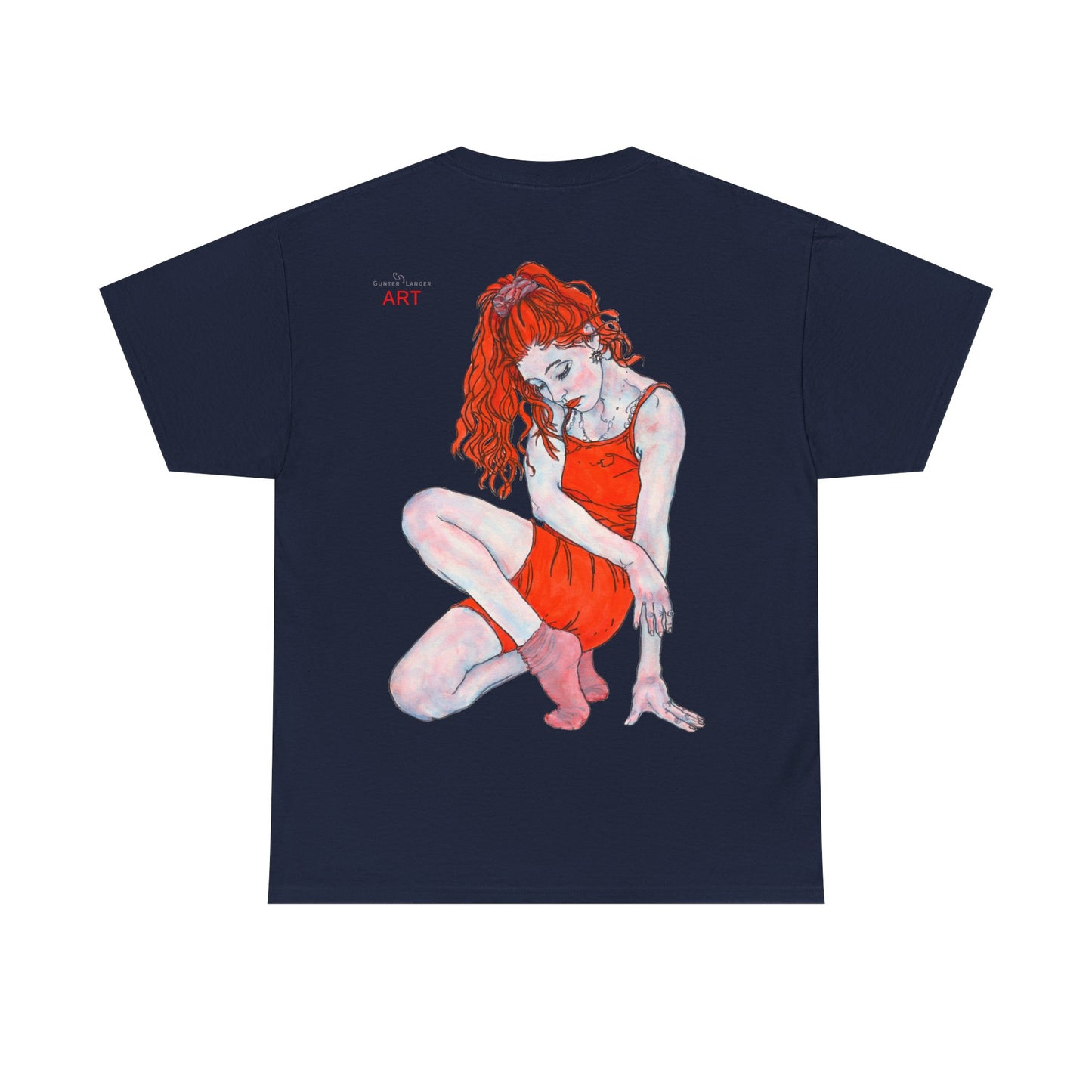 Unisex Heavy Cotton Tee - Motiv:  Front Julia, H25 cm & Rückseite Julia, H 49 cm