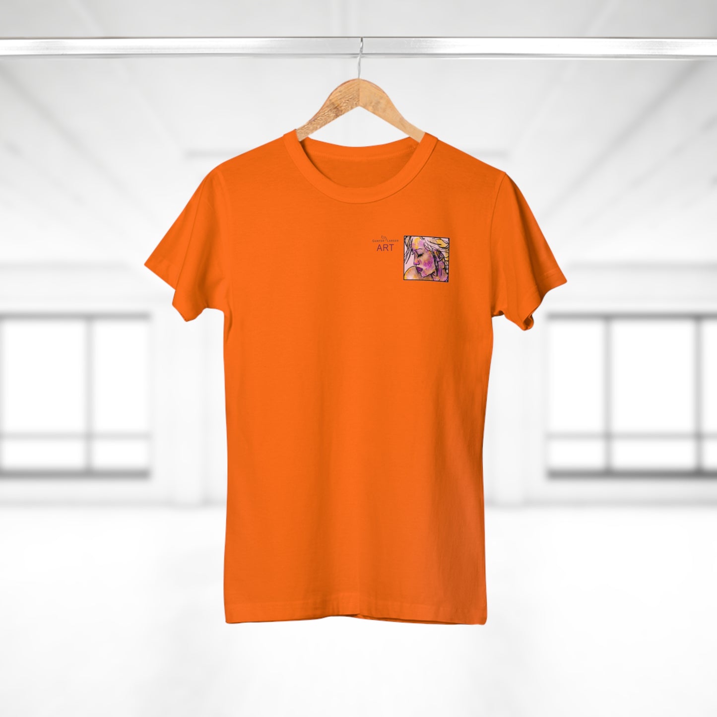 Single Jersey Women's T-shirt - hell - Motiv: Lilli, Ausschnitt, H 6,5 cm