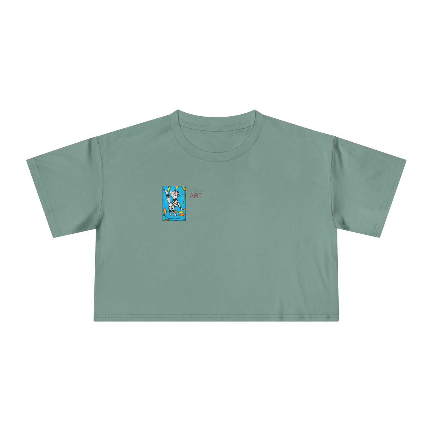 Women's Crop Tee - Motiv: Front Katze steht, H 5,2 cm