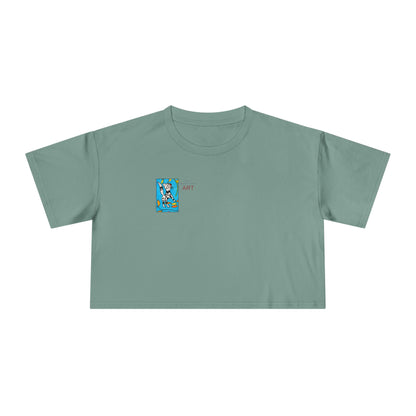 Women's Crop Tee - Motiv: Front Katze steht, H 5,2 cm