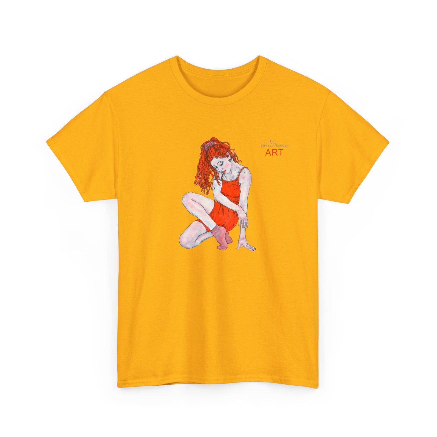 Unisex Heavy Cotton Tee - Motiv:  Front Julia, H25 cm & Rückseite Julia, H 49 cm