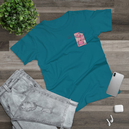 Single Jersey Women's T-shirt - hell - Motiv: Zuflucht, Ausschnitt, H 10 cm