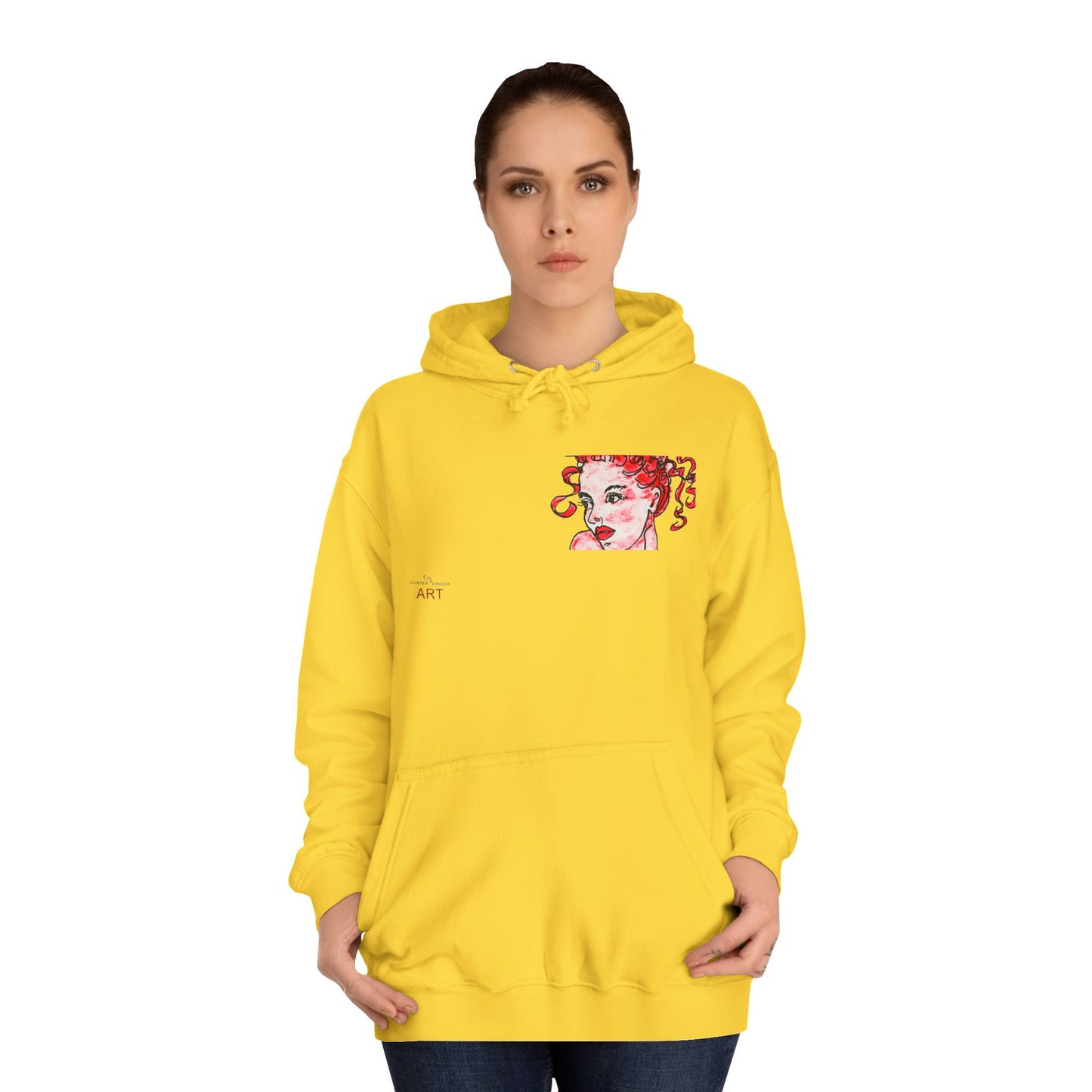 Unisex College Hoodie -  Motiv: Front Mila H 10,5 cm (Ausschnitt) & Rückseite Mila H 49 cm