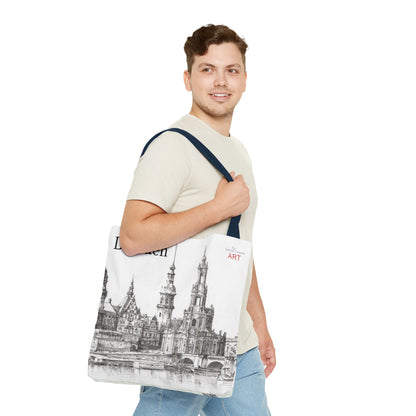 Tote Bag (AOP) - Motiv: Dresden -  Terrassenufer Hofkirche Schloß A01, Bleistift