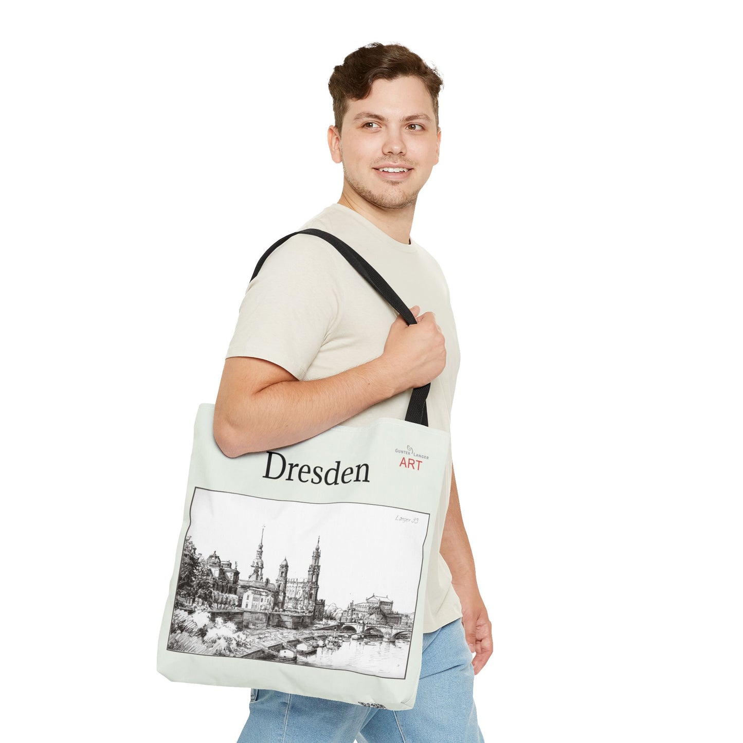 Tote Bag (AOP) - Motiv: Dresden - Terrassenufer, Bleistift
