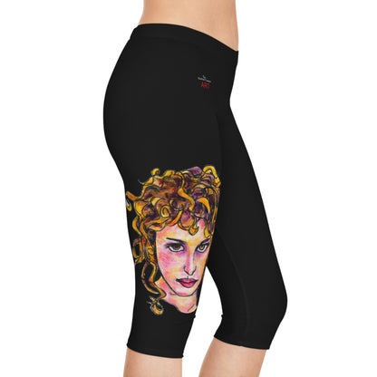Women's Capri Leggings (AOP) -  Motiv:  Antonietta, schwarz, 3