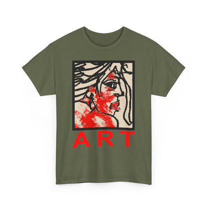 Unisex Heavy Cotton Tee - Motiv: Front, Ria mit Art Rot, H 40 cm