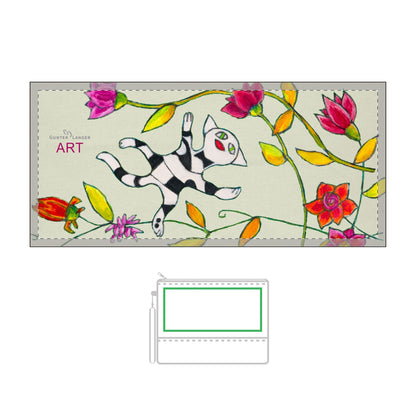 Thermochromic Cosmetic Bag - Motiv: Katze Schwebt, Ranken