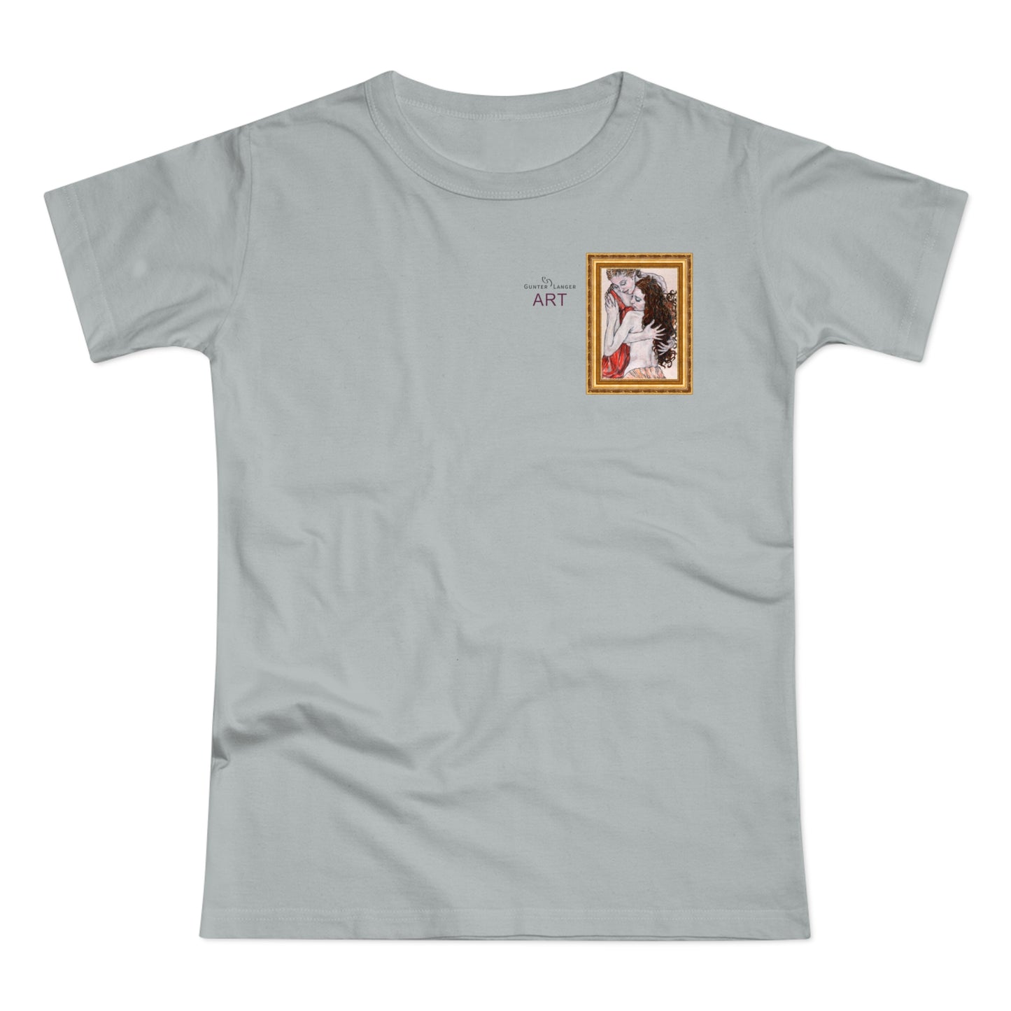 Single Jersey Women's T-shirt - hell - Motiv: Bei dir, H 11 cm