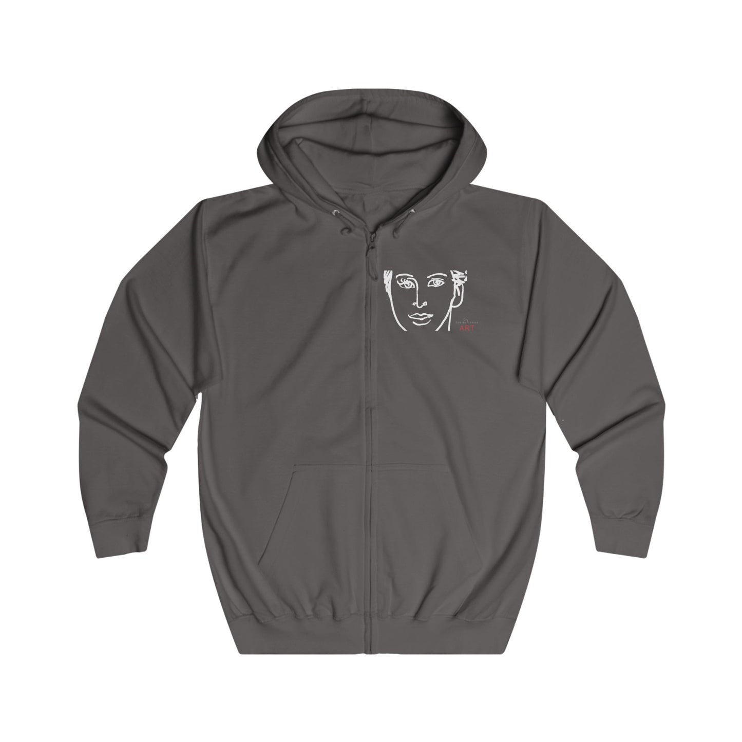 Unisex Full Zip Hoodie - Motiv: Front Lars (Ausschnitt) & Rückseite Lars (Weiss)