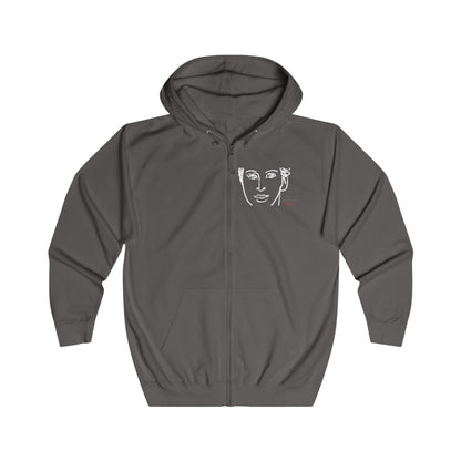 Unisex Full Zip Hoodie - Motiv: Front Lars (Ausschnitt) & Rückseite Lars (Weiss)