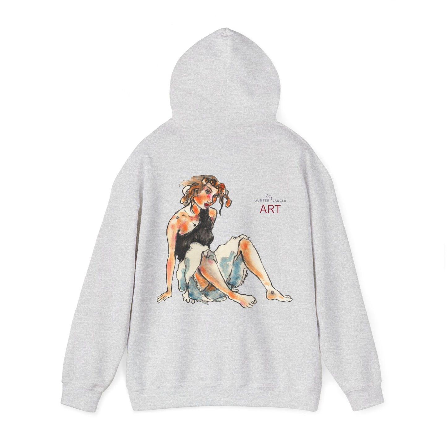 Unisex Heavy Blend™ Hooded Sweatshirt - Motiv Frontseite "Rosa", H 28 cm & Rückseite "Rosa", H 34 cm