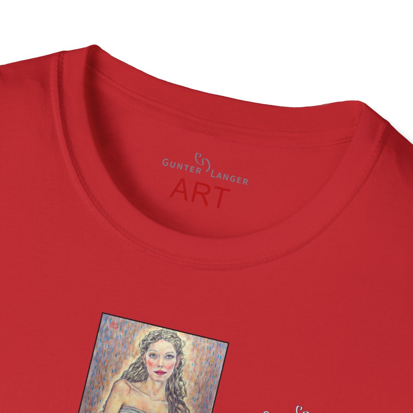 Unisex Softstyle T-Shirt - Motiv: Front Marie, H25 cm & Rückseite Marie, H 49 cm, Neck Label