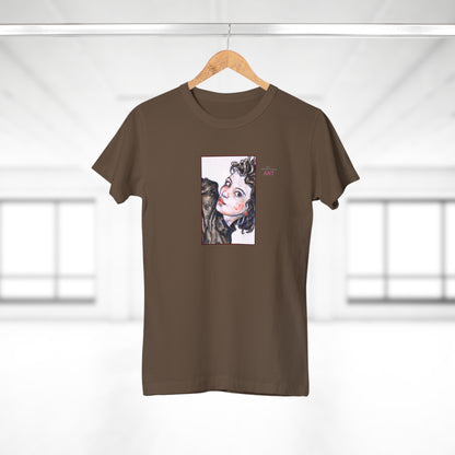 Single Jersey Women's T-shirt - dunkel - Motiv: Front Annette, H 20 cm & Rückseite Annette, H 35,56 cm