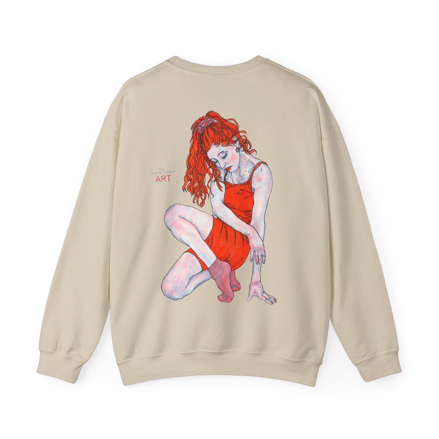 Unisex Heavy Blend™ Crewneck Sweatshirt - Motiv: Front Julia (Ausschnitt, 21,5 cm) & Rückseite Julia, H 43 cm