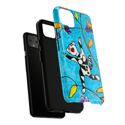 Tough Cases - Google Pixel - Samsung Galaxy - Motiv: Karierte Katze hüpft