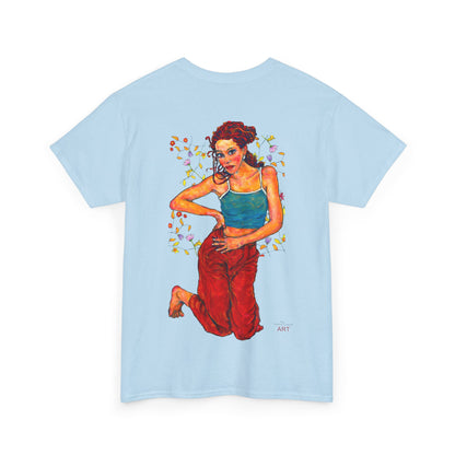 Unisex Heavy Cotton Tee - Motiv: Front, Lea, Ranken, H 13cm & Rückseite, Lea, Ranken, H 40,45 cm, Neck Label