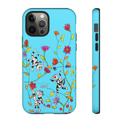 Tough Cases - iPhone - Motiv: Karierte Katzen, blau