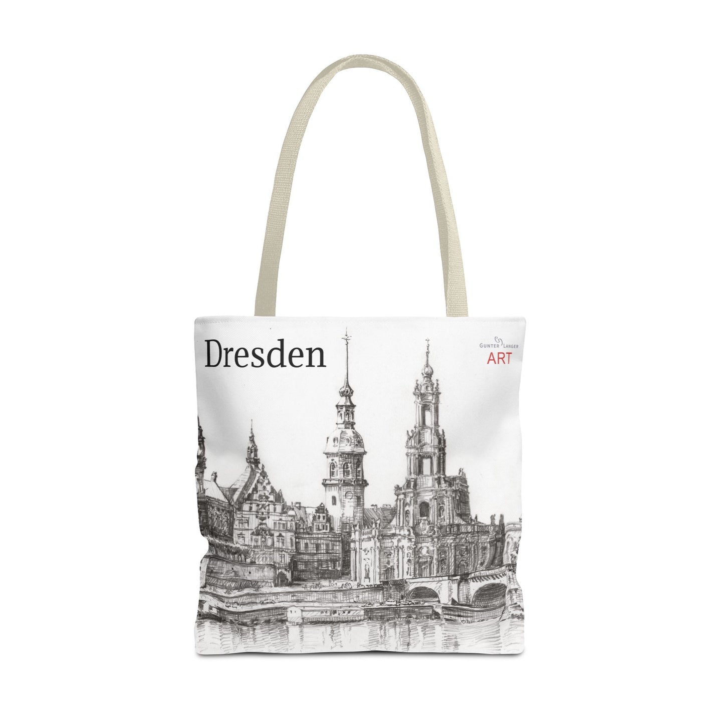 Tote Bag (AOP) - Motiv: Dresden -  Terrassenufer Hofkirche Schloß A01, Bleistift
