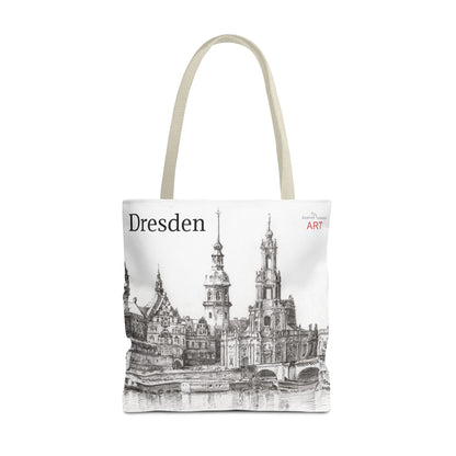Tote Bag (AOP) - Motiv: Dresden -  Terrassenufer Hofkirche Schloß A01, Bleistift