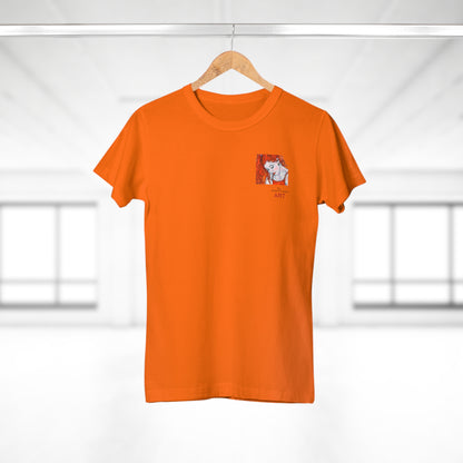 Single Jersey Women's T-shirt - hell - Motiv:  Front Julia, Ausschnitt 6,7 cm & Rückseite Julia, H 37 cm