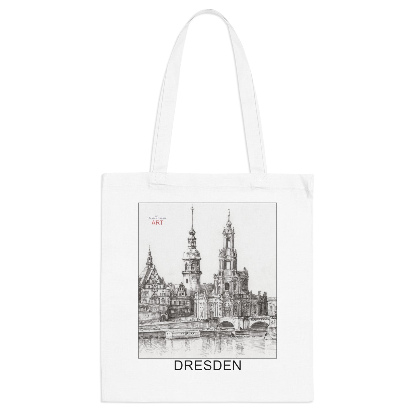 Tote Bag - Motiv: Dresden, Stadtansicht mit Hofkirche, Schloss/Hausmannsturm und Georgentor