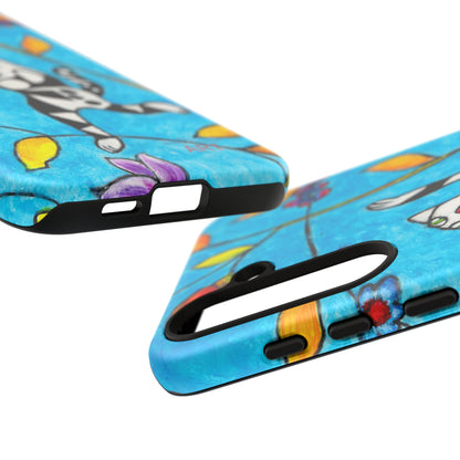 Tough Cases - Google Pixel - Samsung Galaxy - Motiv: Karierte Katze hüpft