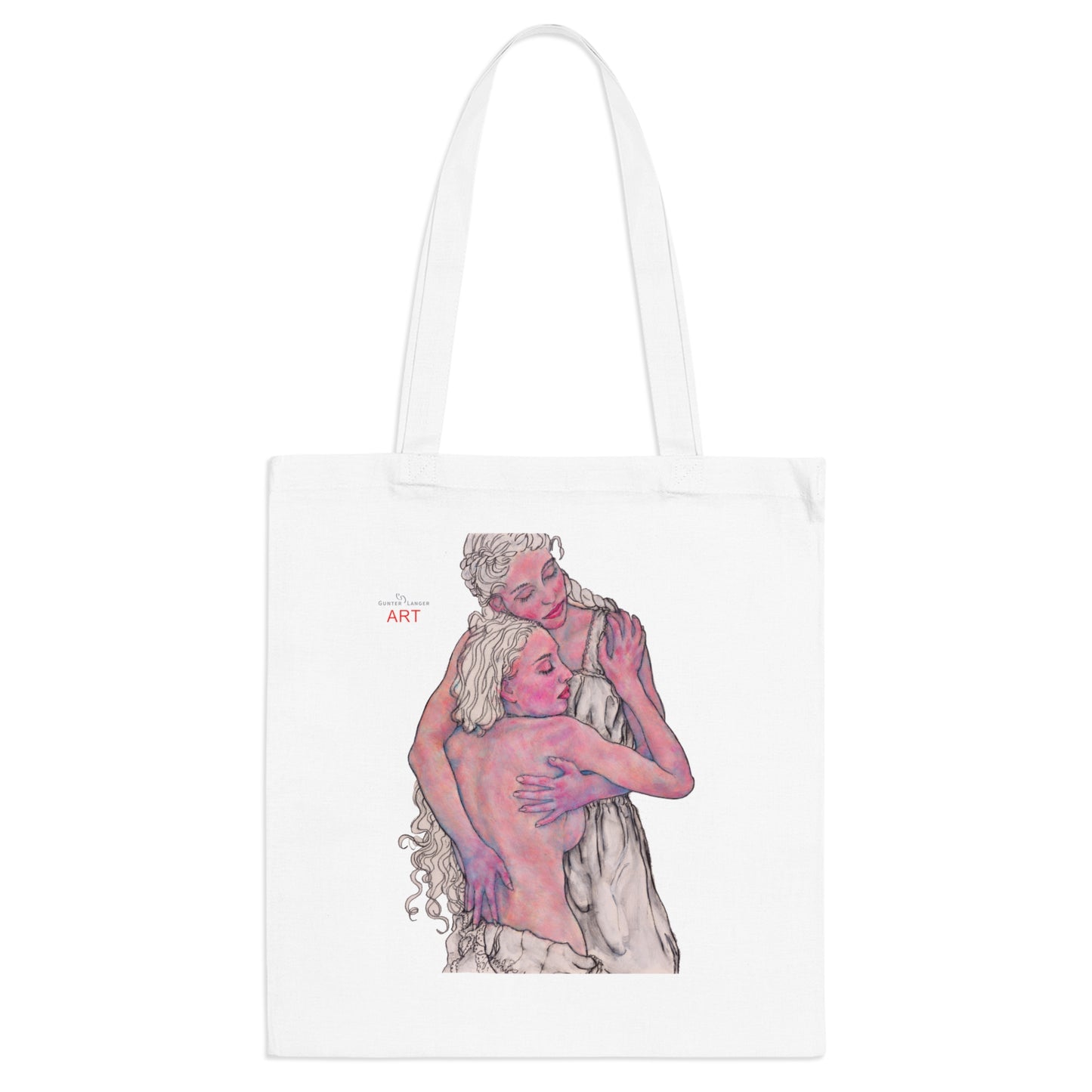 Tote Bag - Mutter und Tochter - Motiv "Zuflucht, Einseitig bedruckt, H 30,5 cm