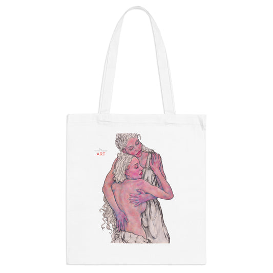 Tote Bag - Mutter und Tochter - Motiv "Zuflucht, Einseitig bedruckt, H 30,5 cm