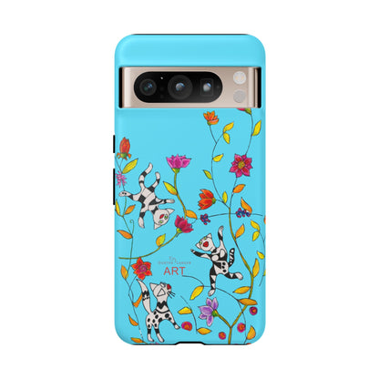 Tough Cases - Google Pixel - Samsung Galaxy - Motiv: Karierte Katzen, blau