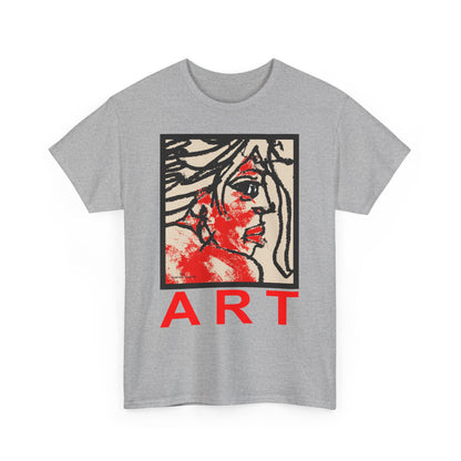 Unisex Heavy Cotton Tee - Motiv: Front, Ria mit Art Rot, H 40 cm
