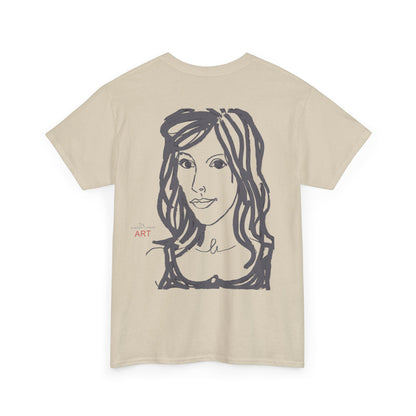 Unisex Heavy Cotton Tee - Motiv:  Front Esther ( grau, klein) & Rückseite Esther (grau), Neck Label