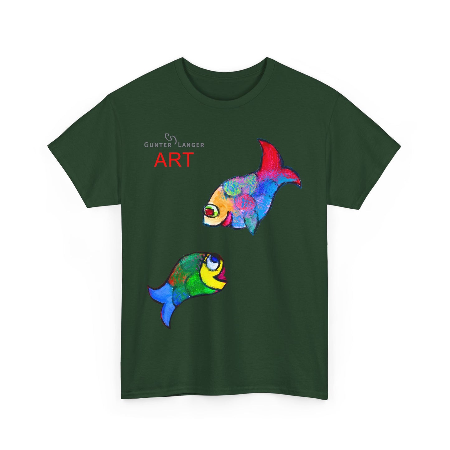 Unisex Heavy Cotton Tee - Motiv: Front Zwei Fische zueinander