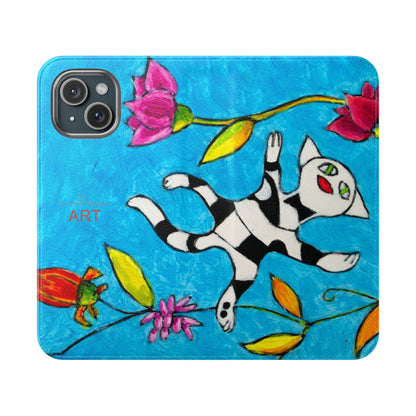 Flip Cases - Motiv: Gescheckte Katze schwebt