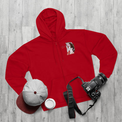 Unisex Hooded Zip Sweatshirt - Motiv: Front Bei dir, H 11 cm & Rückseite Bei dir, H 49 cm
