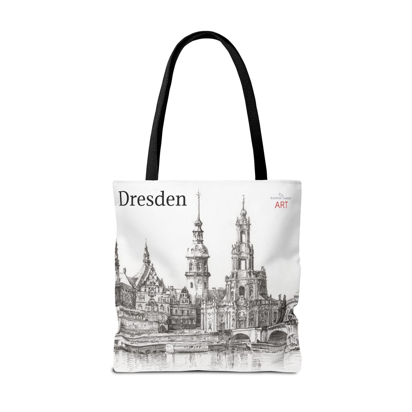 Tote Bag (AOP) - Motiv: Dresden -  Terrassenufer Hofkirche Schloß A01, Bleistift