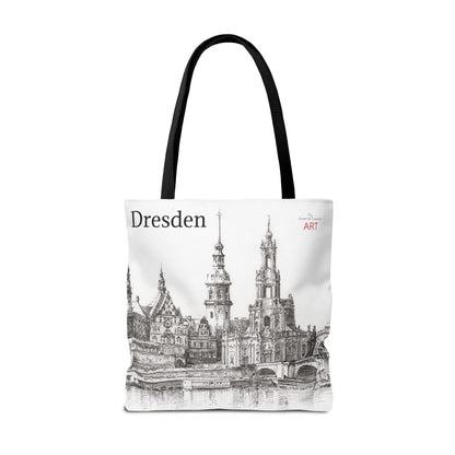 Tote Bag (AOP) - Motiv: Dresden -  Terrassenufer Hofkirche Schloß A01, Bleistift