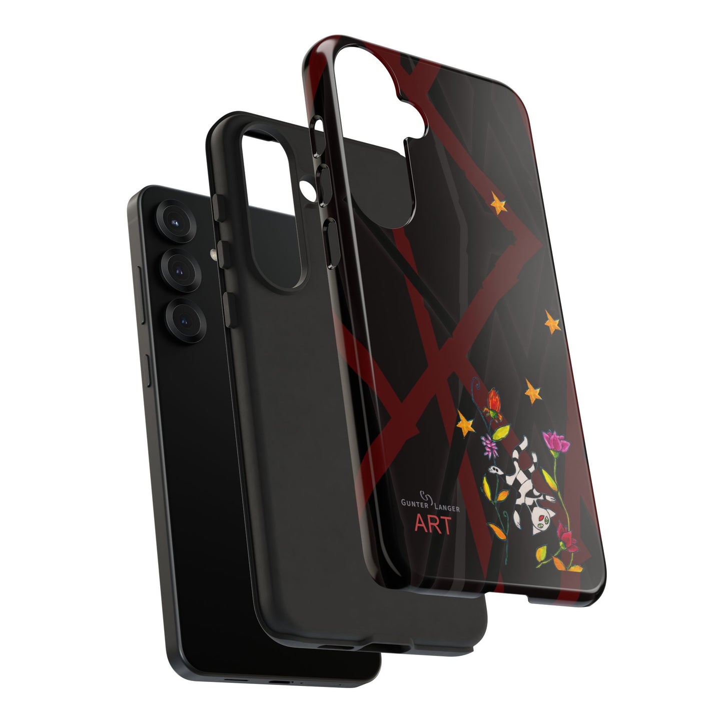 Tough Cases - Google Pixel - Samsung Galaxy - Motiv: Katze schwebt und Ranken, H 5,26 cm, Mikado3