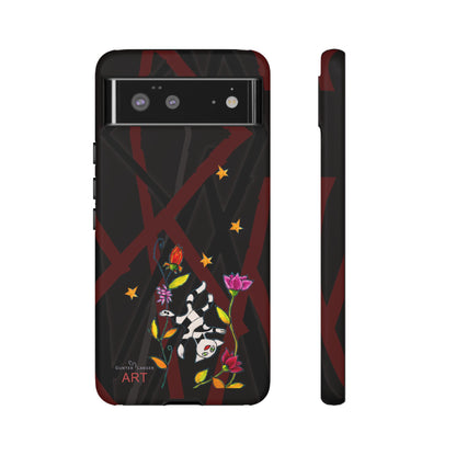 Tough Cases - Google Pixel - Samsung Galaxy - Motiv: Katze schwebt und Ranken, H 7,73 cm, Mikado3