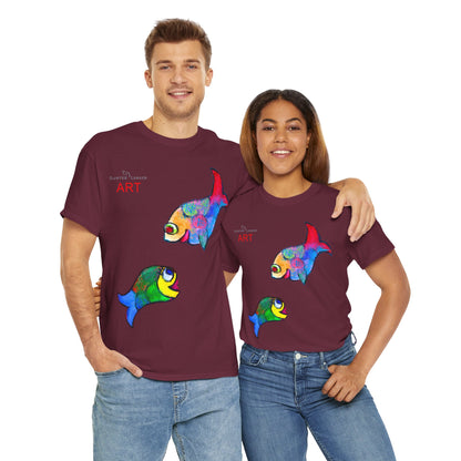 Unisex Heavy Cotton Tee - Motiv: Front Zwei Fische zueinander