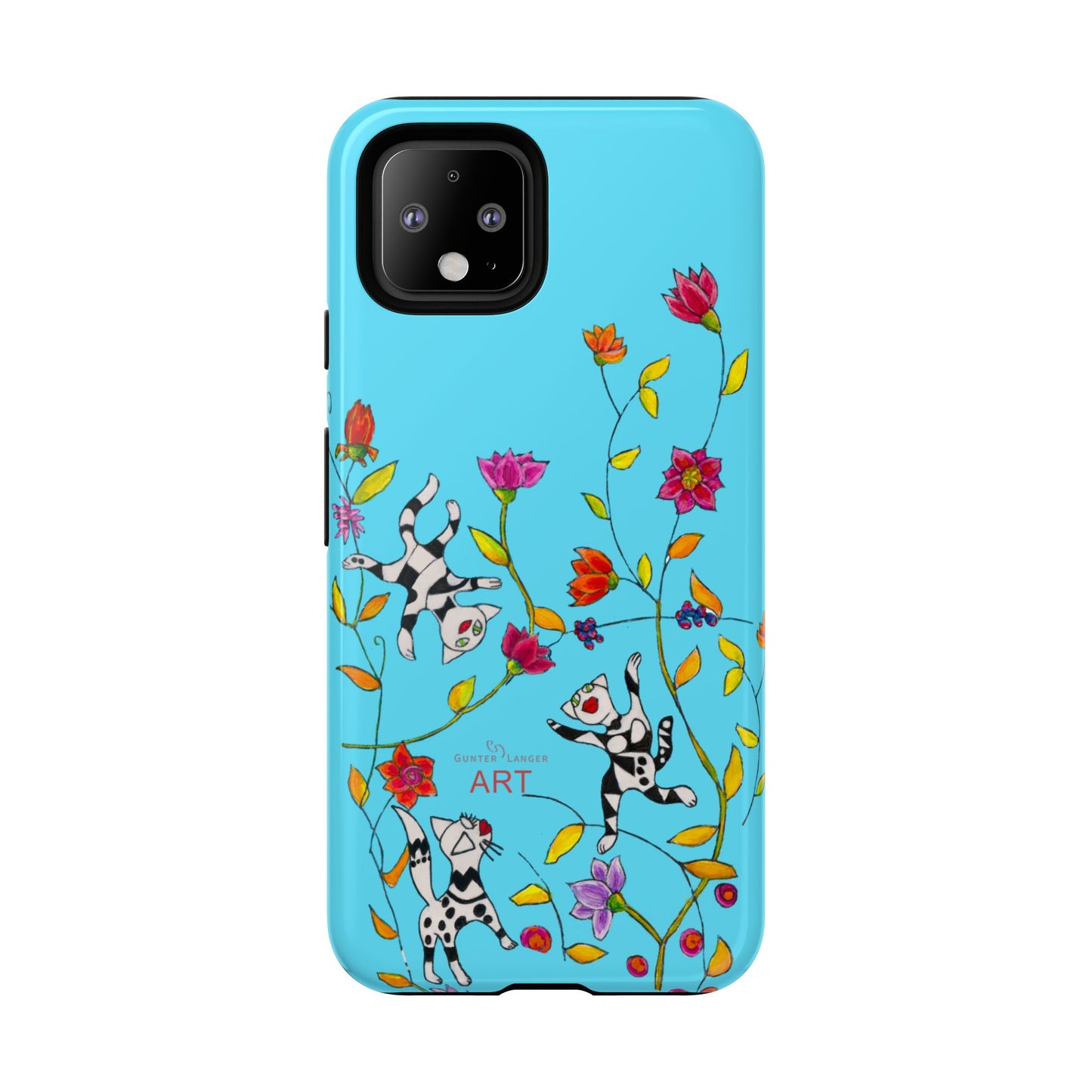 Tough Cases - Google Pixel - Samsung Galaxy - Motiv: Karierte Katzen, blau