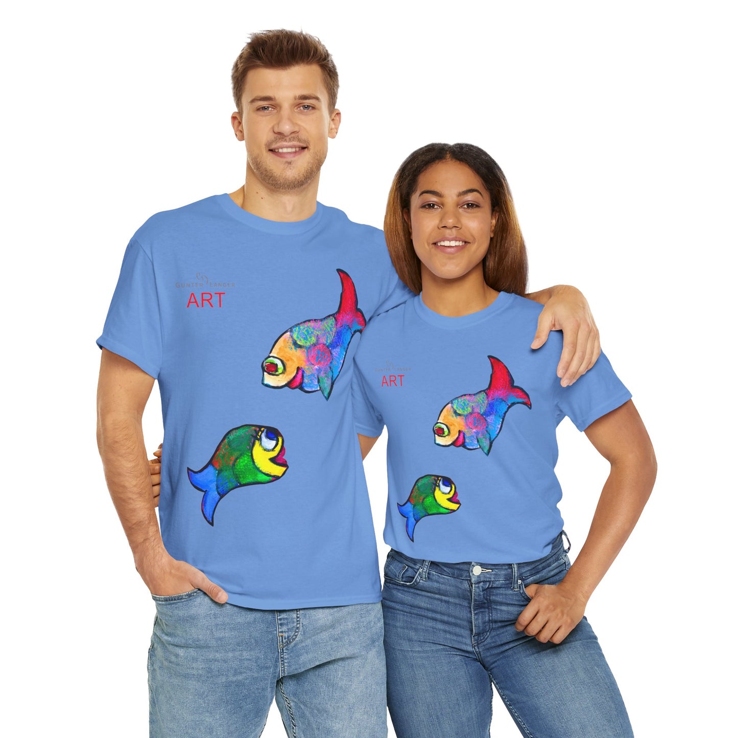 Unisex Heavy Cotton Tee - Motiv: Front Zwei Fische zueinander