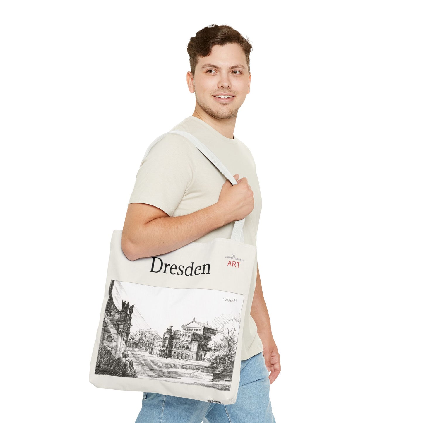 Tote Bag (AOP) - Motiv: Dresden -  Semperoper, Bleistift