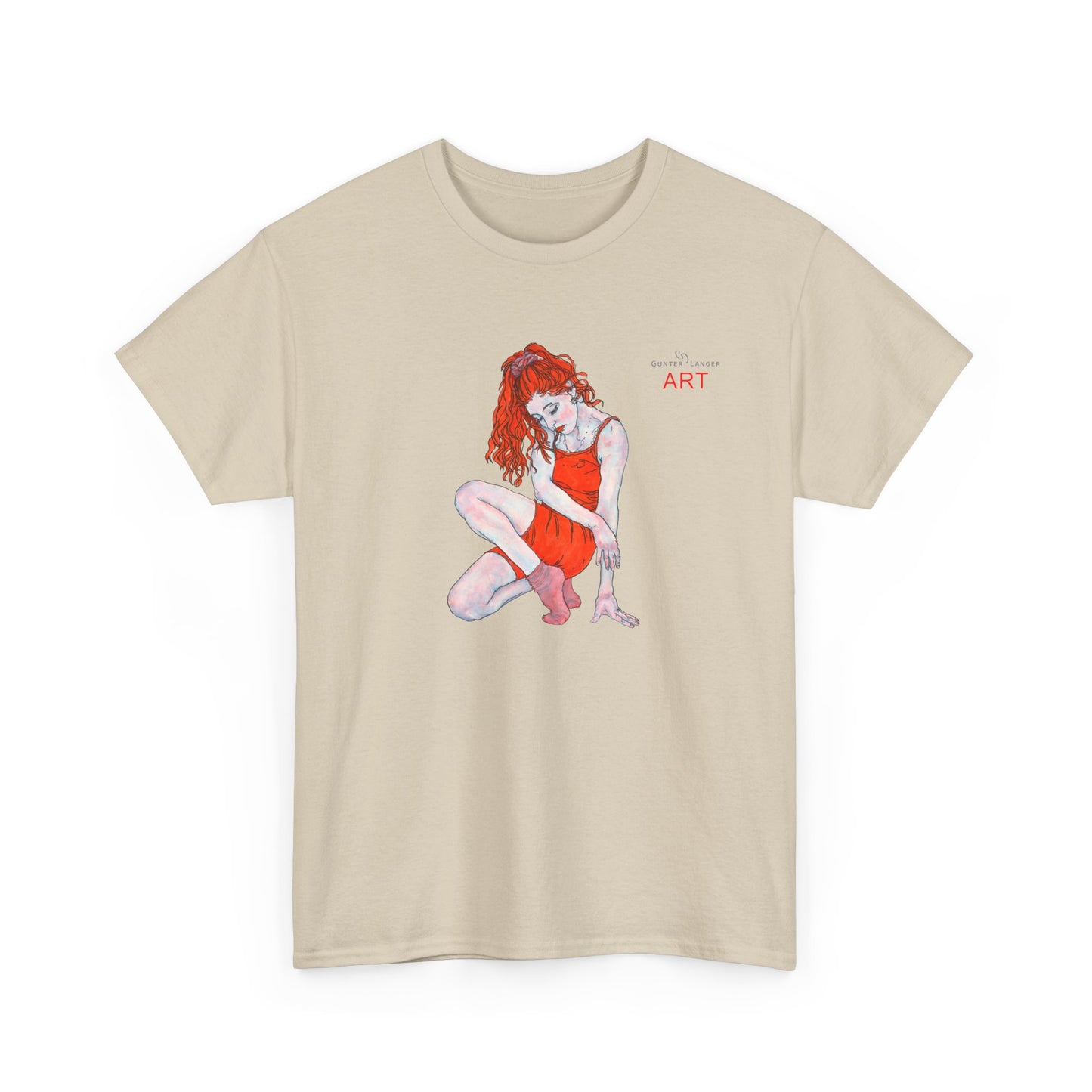 Unisex Heavy Cotton Tee - Motiv:  Front Julia, H25 cm & Rückseite Julia, H 49 cm
