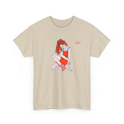 Unisex Heavy Cotton Tee - Motiv:  Front Julia, H25 cm & Rückseite Julia, H 49 cm