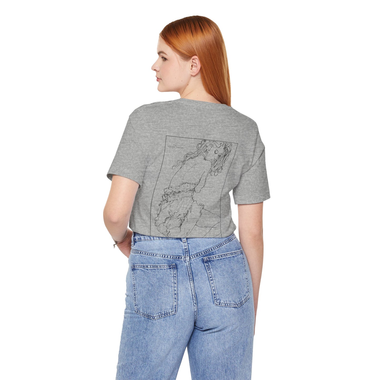 Unisex Jersey Short Sleeve Tee - Motiv: Rückseite Giselle, Kasten, H 40 cm