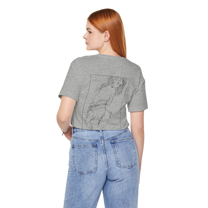 Unisex Jersey Short Sleeve Tee - Motiv: Rückseite Giselle, Kasten, H 40 cm