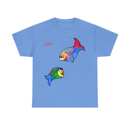 Unisex Heavy Cotton Tee - Motiv: Front Zwei Fische zueinander